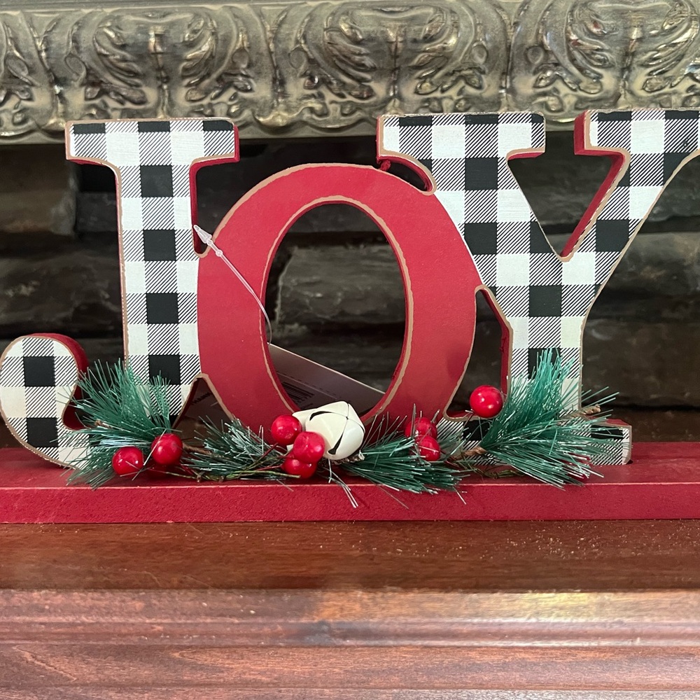 Red and Black Holiday Decor JOY Sign